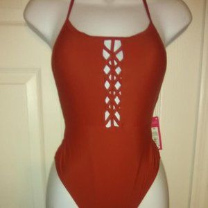 XHILARATION Women's Orange Peekaboo, Swimwear
